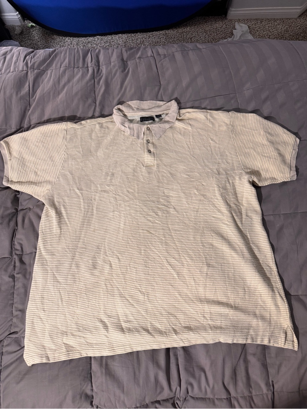 Perry Ellis Cream Striped Polo